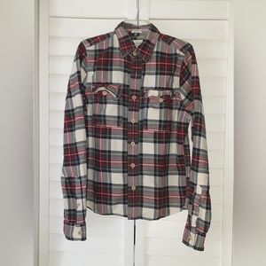 Abercrombie & Fitch Men's Long Sleeve Red white Plaid Muscle Fit Shirt Size M